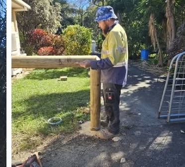 New treated timber post and rail installed where the fence was damaged