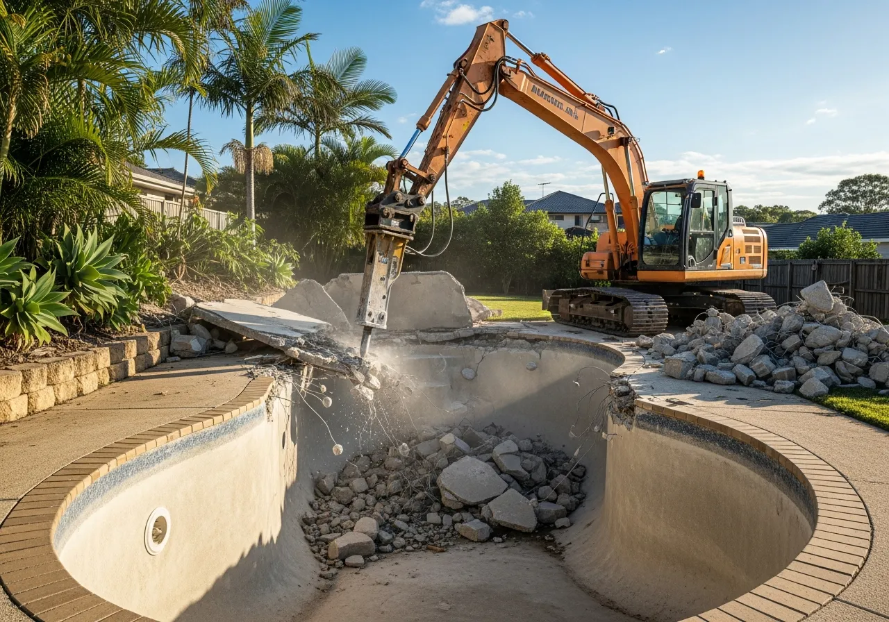 Pool Demolition Cost Gold Coast 2026: What It Actually Costs to Remove an Old Pool — Sollid Solutions Gold Coast