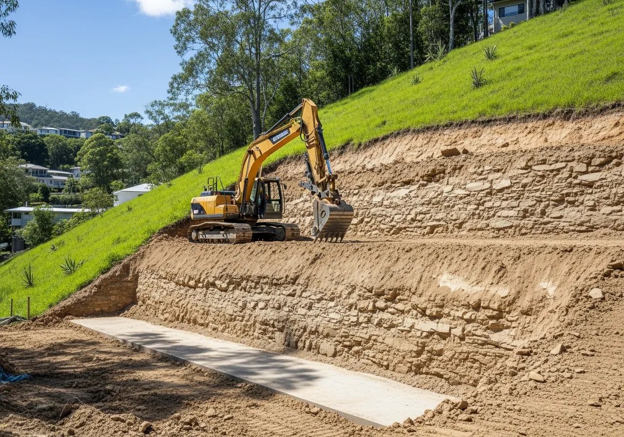 Currumbin Valley Steep Block Retaining Cut — Site Cuts Currumbin Valley Gold Coast