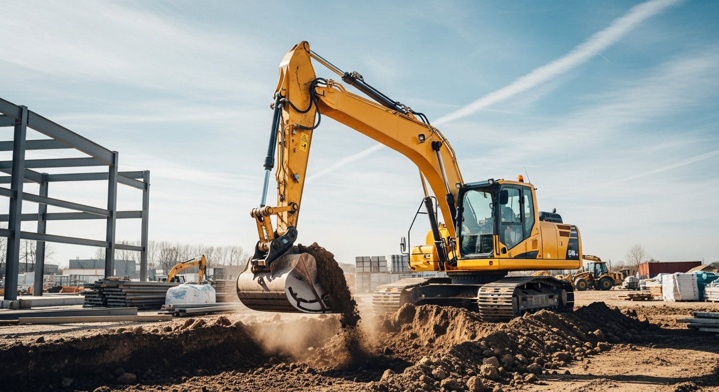Excavator at sunset