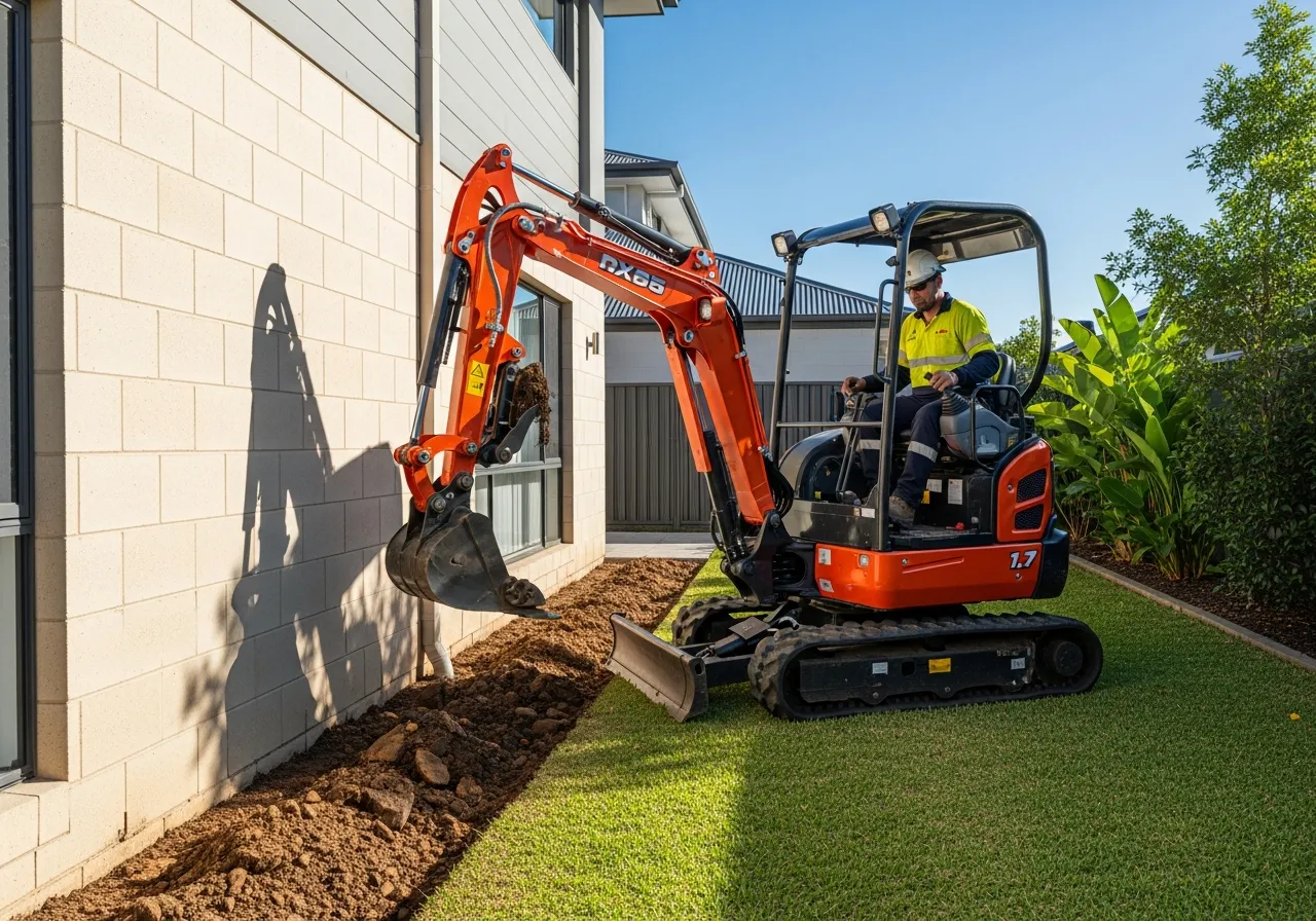 Mini Excavator Hire (Wet) Gold Coast — Sollid Solutions